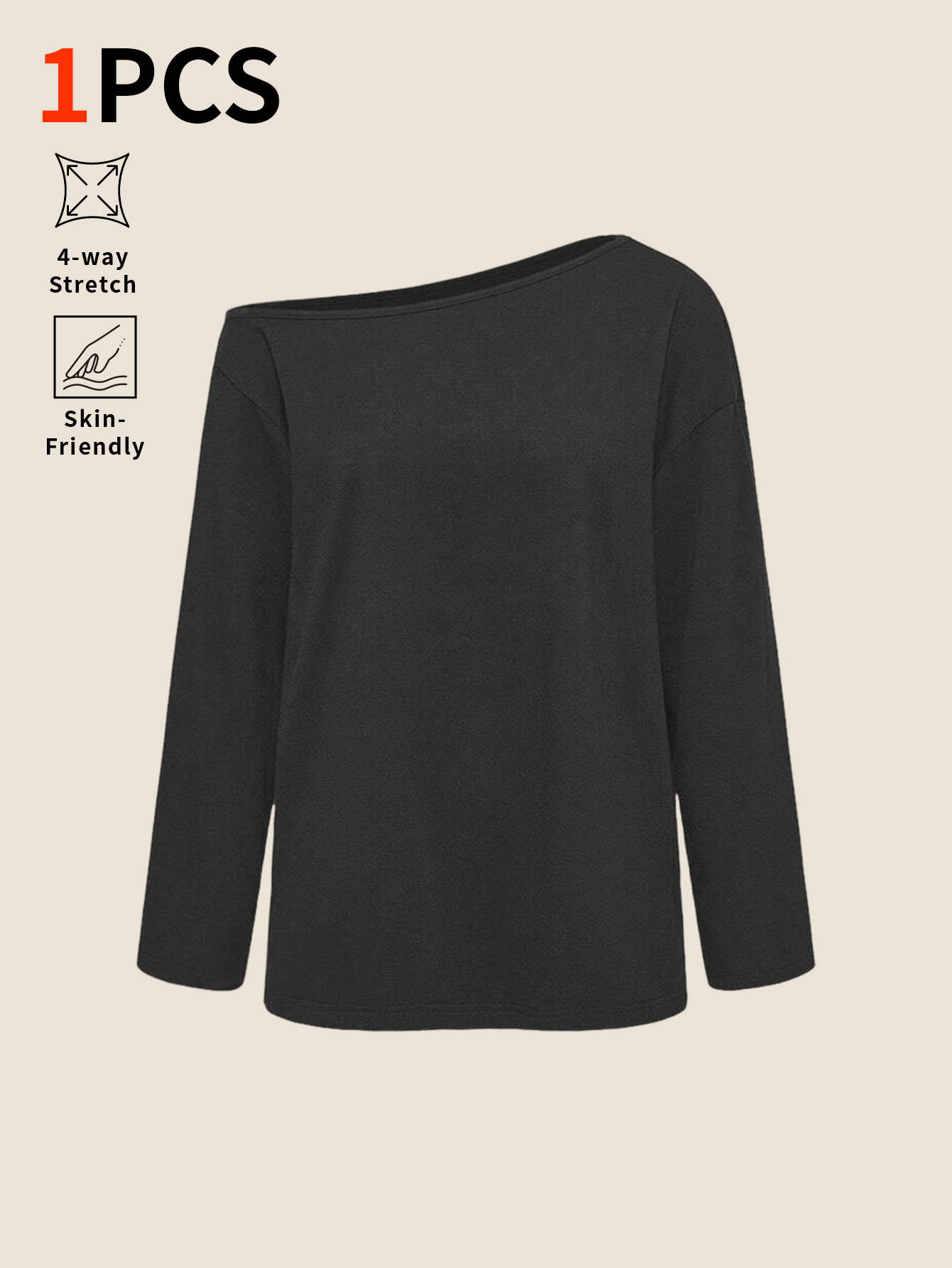 Base Layer Top - ややスリムな肩のラインが特徴の無地ルーズフィット長袖トップス - カジュアルでシンプルなベースレイヤーシャツ