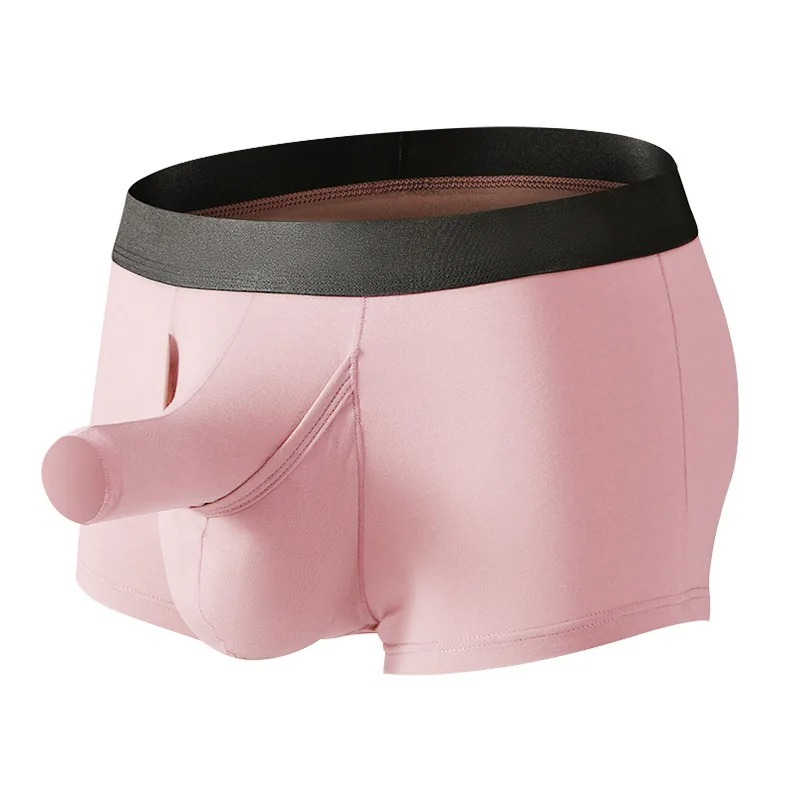 Bamboo Fiber Trunk - メンズ竹繊維ボクサーブリーフ、象の鼻ポーチ付き、通気性のある薄型セパレート下着