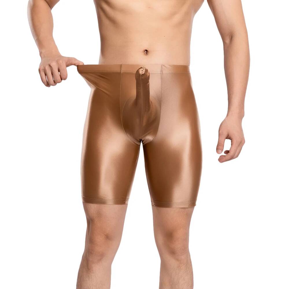 Pouch Boxer Pouch - セクシーな男性サテンスムーズコックリングボクサージムレギンス U 凸ポーチランジェリーショーツスリップパンティー弾性パンツシェイプウェア FS7Y