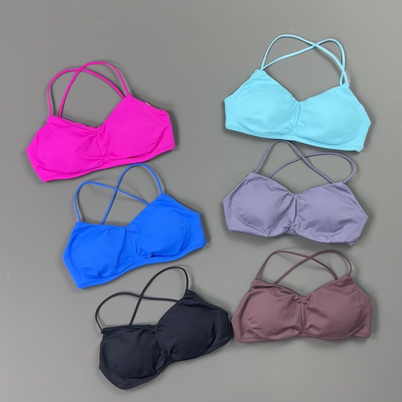 Suspender Tank Top - HISTELLO フロントシャーリングクロスバックスポーツブラ女性薄型スパゲッティストラップパッド入りヨガブラソフト通気性タンクフィットネスワークアウトトップ