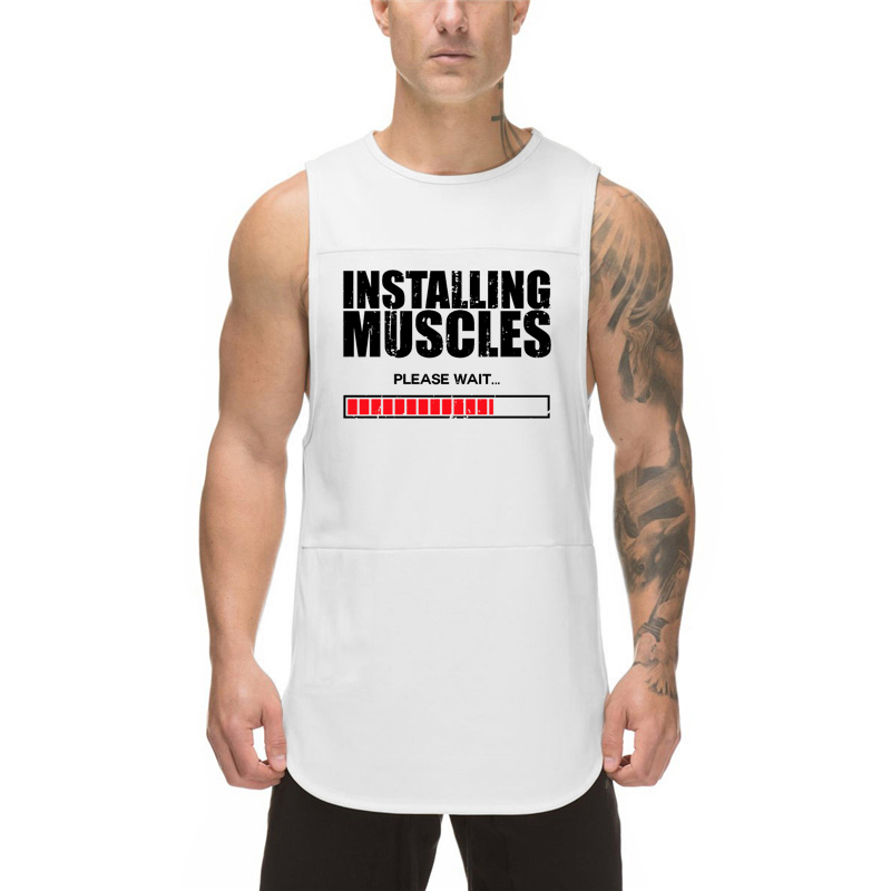 Sleeveless Undershirt - 夏用メンズスポーツベスト シンプルプリント ラウンドネック 通気性 ハードルジム ワークアウト