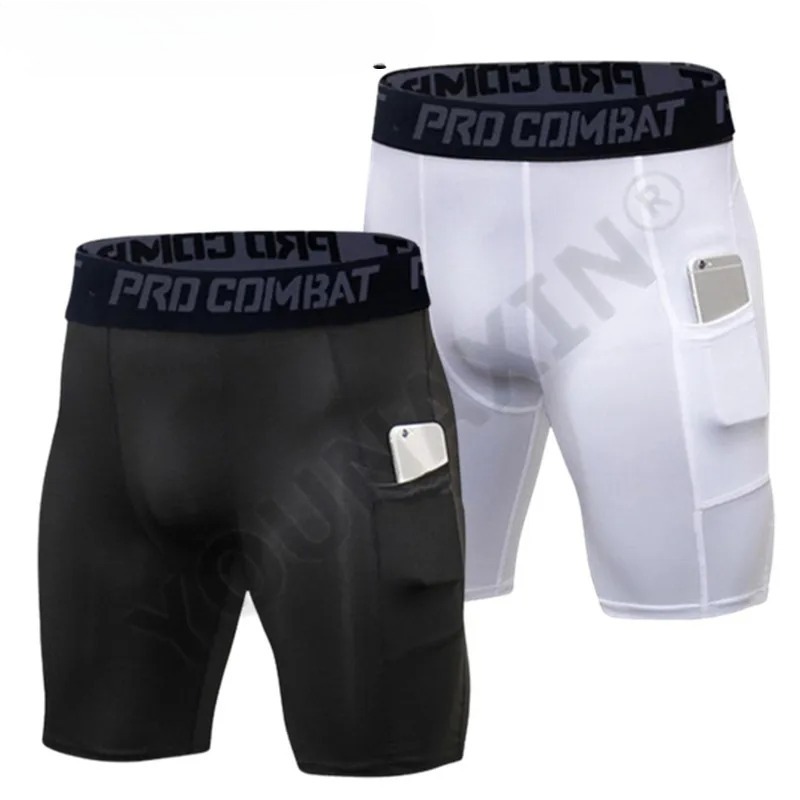 Compression Shorts Athletes - メンズジムショーツ（ポケット付き）、ワークアウトコンプレッションレギンス、メンズポリエステルボクサーブリーフ、ランニング、バスケットボール、アスレチックタイツ