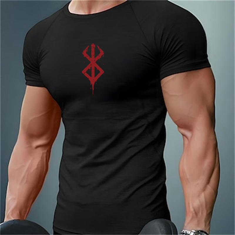 Base Layer Top - メンズプリントコンプレッションシャツ夏半袖ラッシュガードジムワークアウトTシャツアスレチック速乾ベースレイヤーアンダーシャツトップス