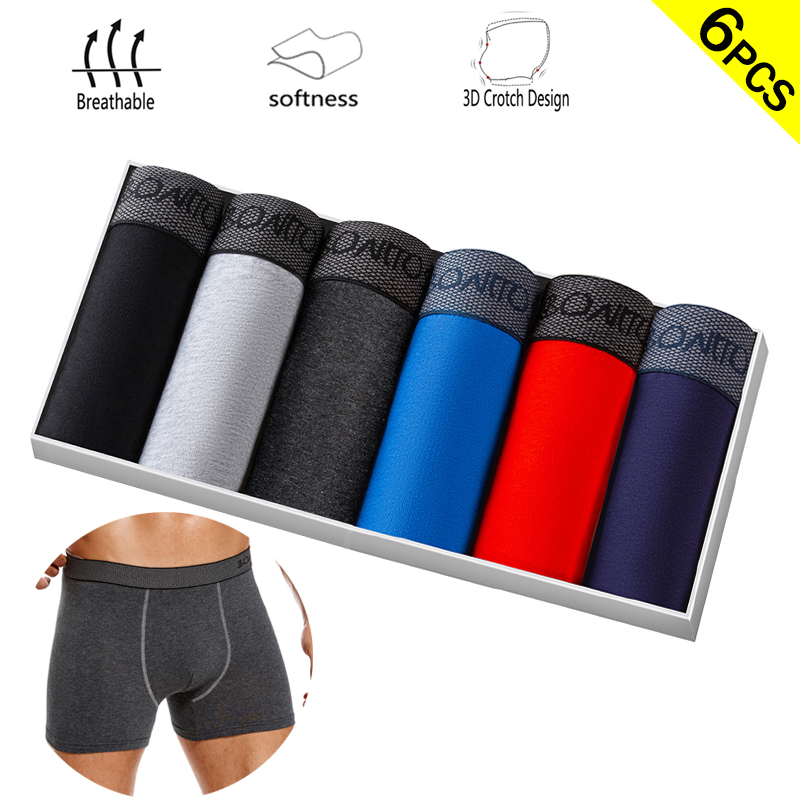 Multi Pack Underwear - 6 ピース/パックボクサーブリーフ無地メンズパンティー綿の下着男性パンツ手紙弾性ウエストバンド男 Undrewear ショーツ