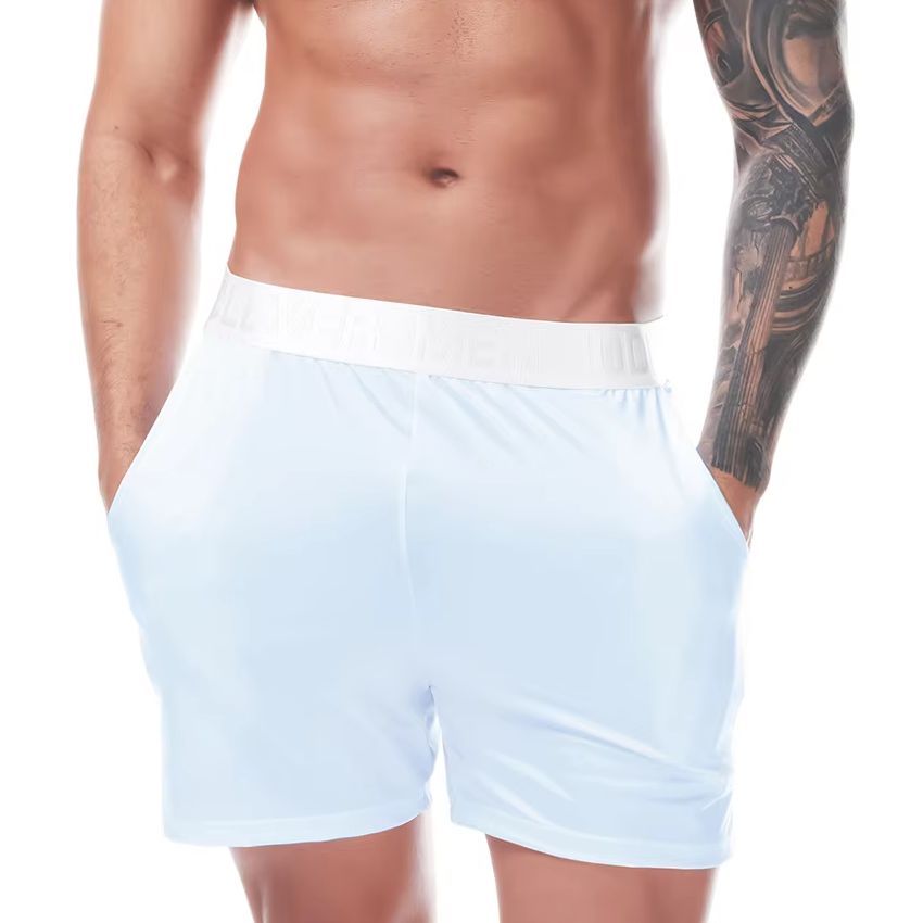 Pouch Boxer Pouch - メンズサテンアイスシルキー下着ショーツ、バグルポーチ付きボクサーパンツ、通気性スポーツショートパンツ、ポケット付き、エクステンデッドアンダーパンツ