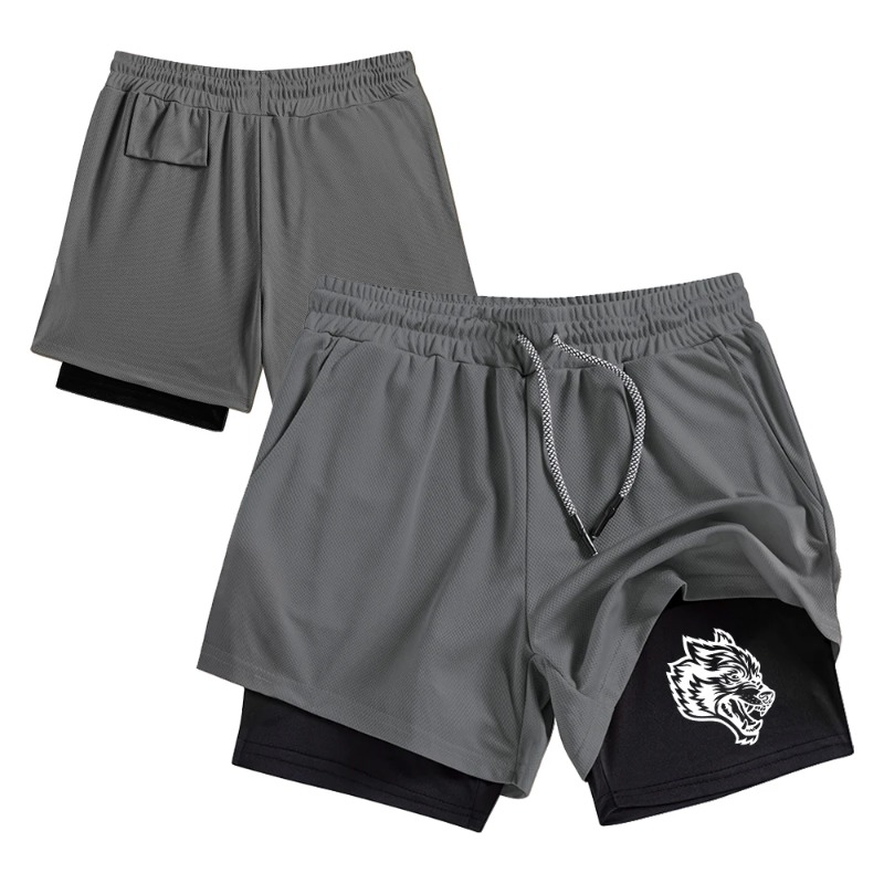 ストリートウェア メンズ ダブルレイヤー 2-in-1 カジ - Compression Shorts Athletes のレビューと価格