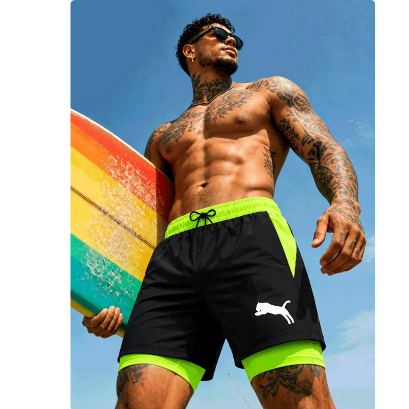 メンズ ランニング チーター ヒョウ シルエット プリント  - Compression Shorts Athletes のレビューと価格