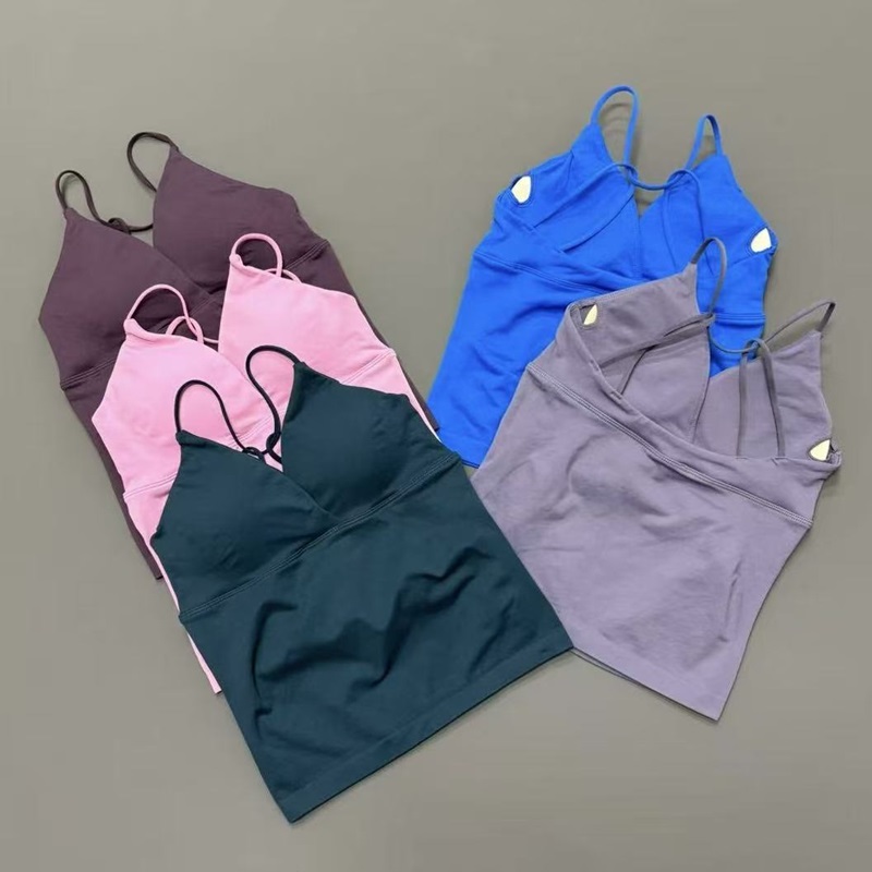 ビジョントゥイストフロントロングライントップジムスポーツヨガ - Suspender Tank Top のレビューと価格
