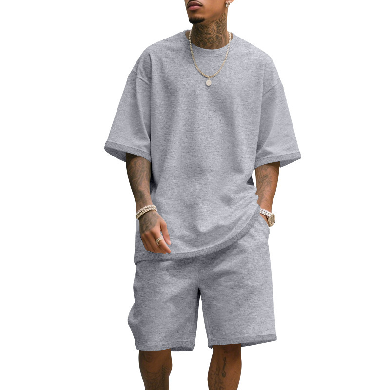 メンズカジュアルツーピースセット 夏用半袖Tシャツ＆ショート - T Shirt Tight Fit のレビューと価格