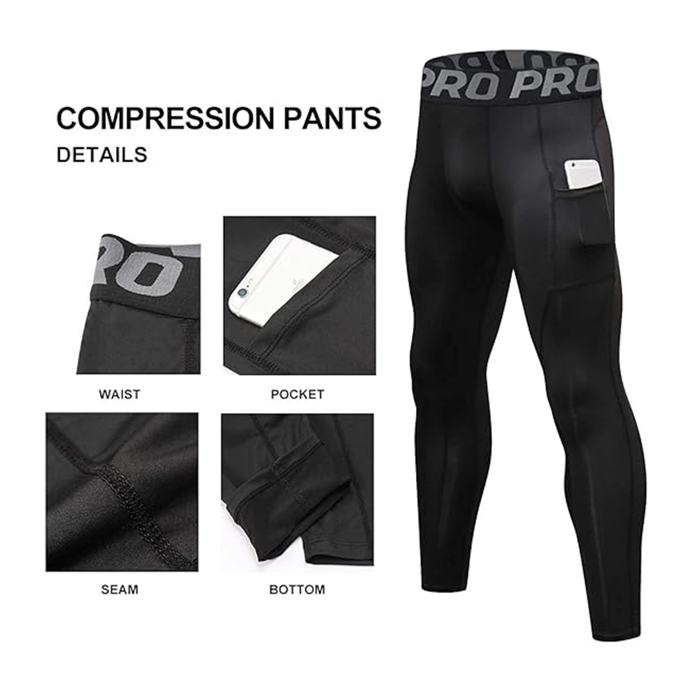 メンズコンプレッションパンツロングジョンズ男性用レギンスポケ - Compression Long Pant のレビューと価格