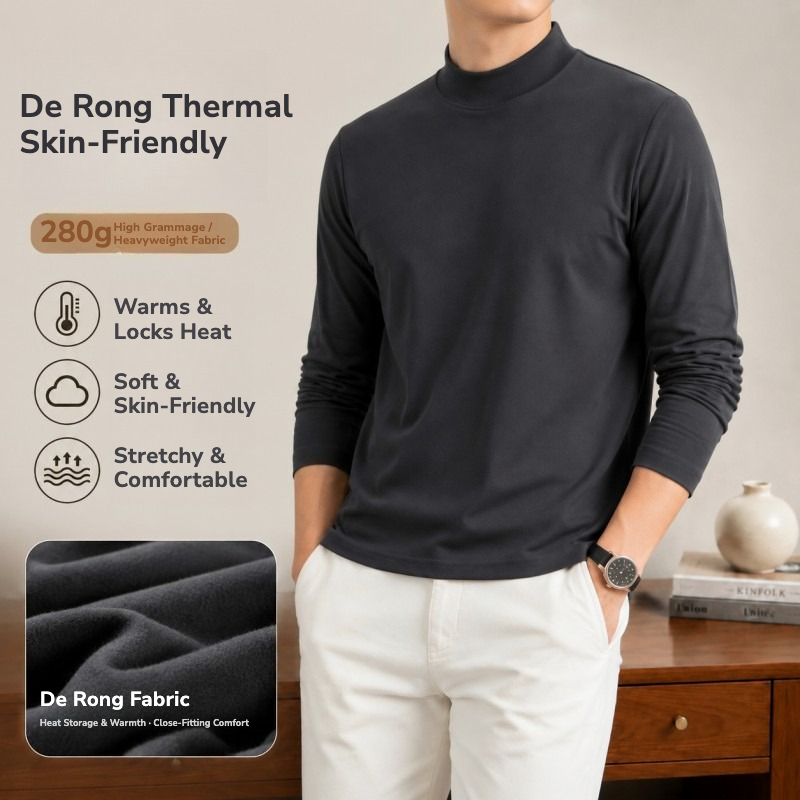 メンズ 280g 両面デロンサーマル長袖ハイカラーベースレイ - Base Layer Top のレビューと価格