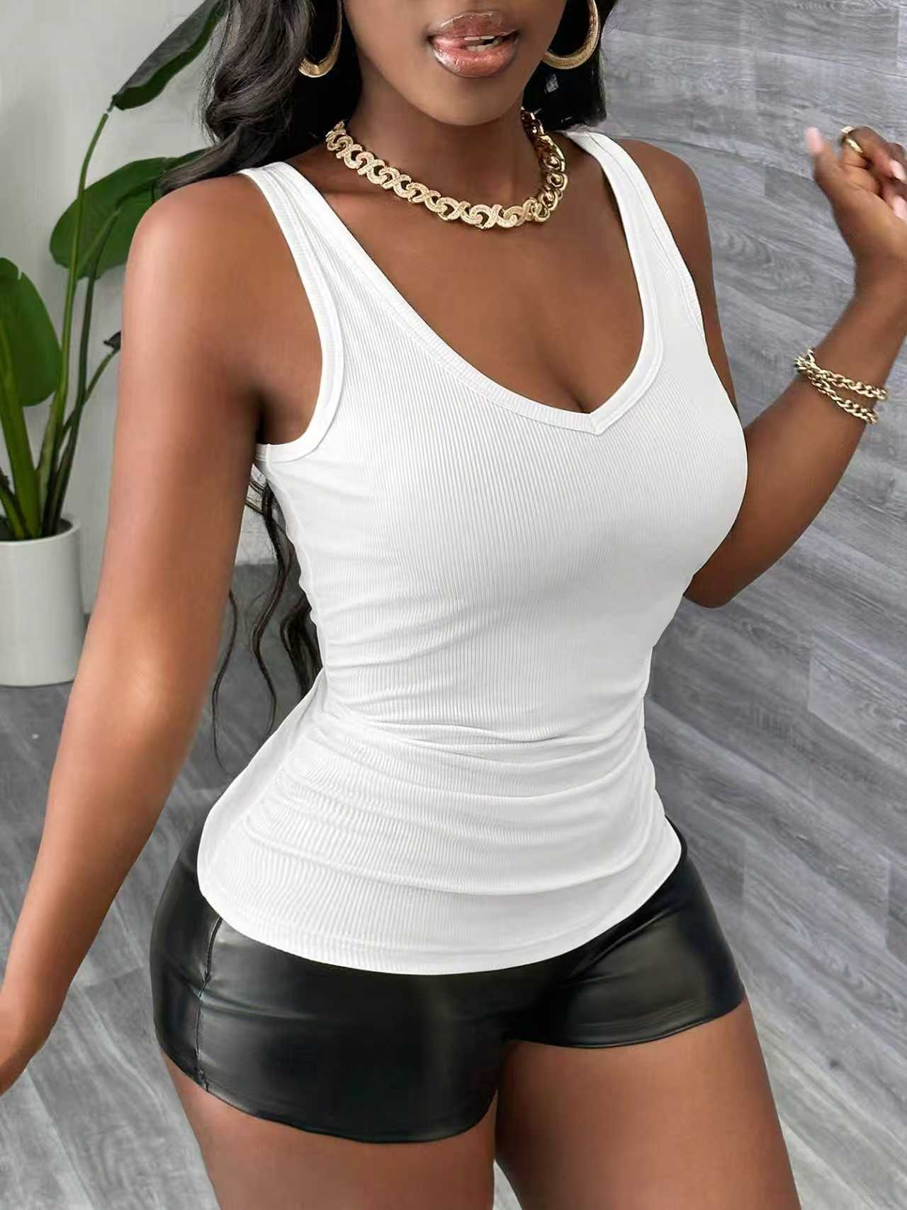 プラスサイズ 3ピース Vネック リブ編みノースリーブフィッ - Tank Top Ribbed のレビューと価格