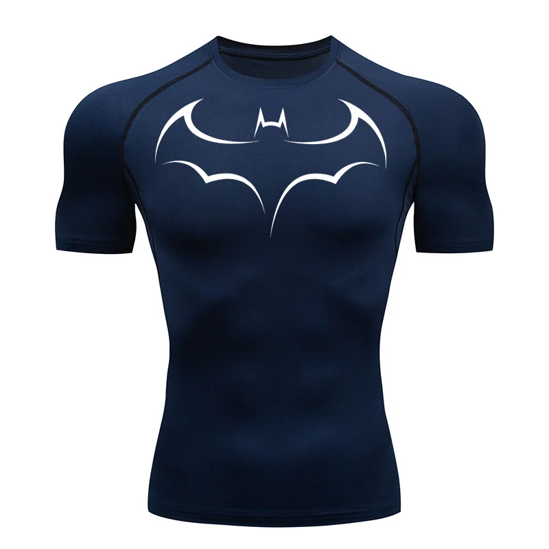 バットプリントメンズタイト Tシャツランニングコンプレッショ - T Shirt Tight Fit のレビューと価格