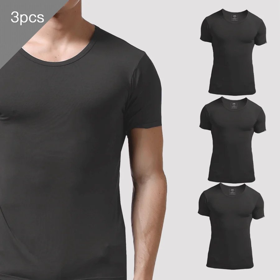 3枚組 メンズ サマー半袖Tシャツ、薄手クルーネック スリム - Undershirt Crew Neck のレビューと価格