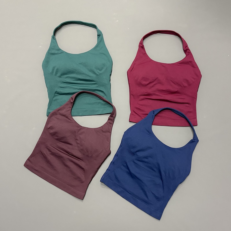 女性用ホルターネックスポーツトップ シームレスヨガタンクトッ - Suspender Tank Top のレビューと価格
