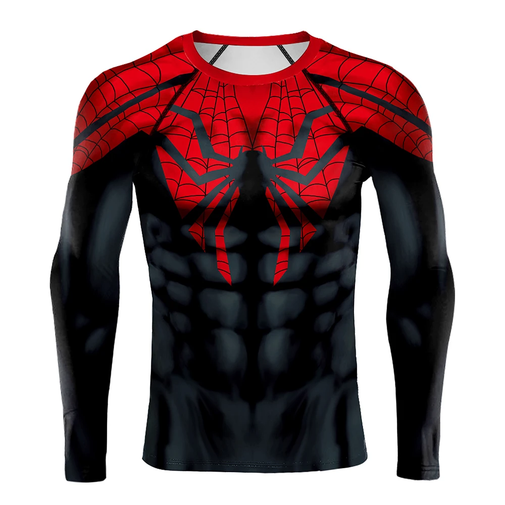 スパイダープリント Tシャツ男性圧縮 Tシャツコスプレコミッ - T Shirt Tight Fit のレビューと価格