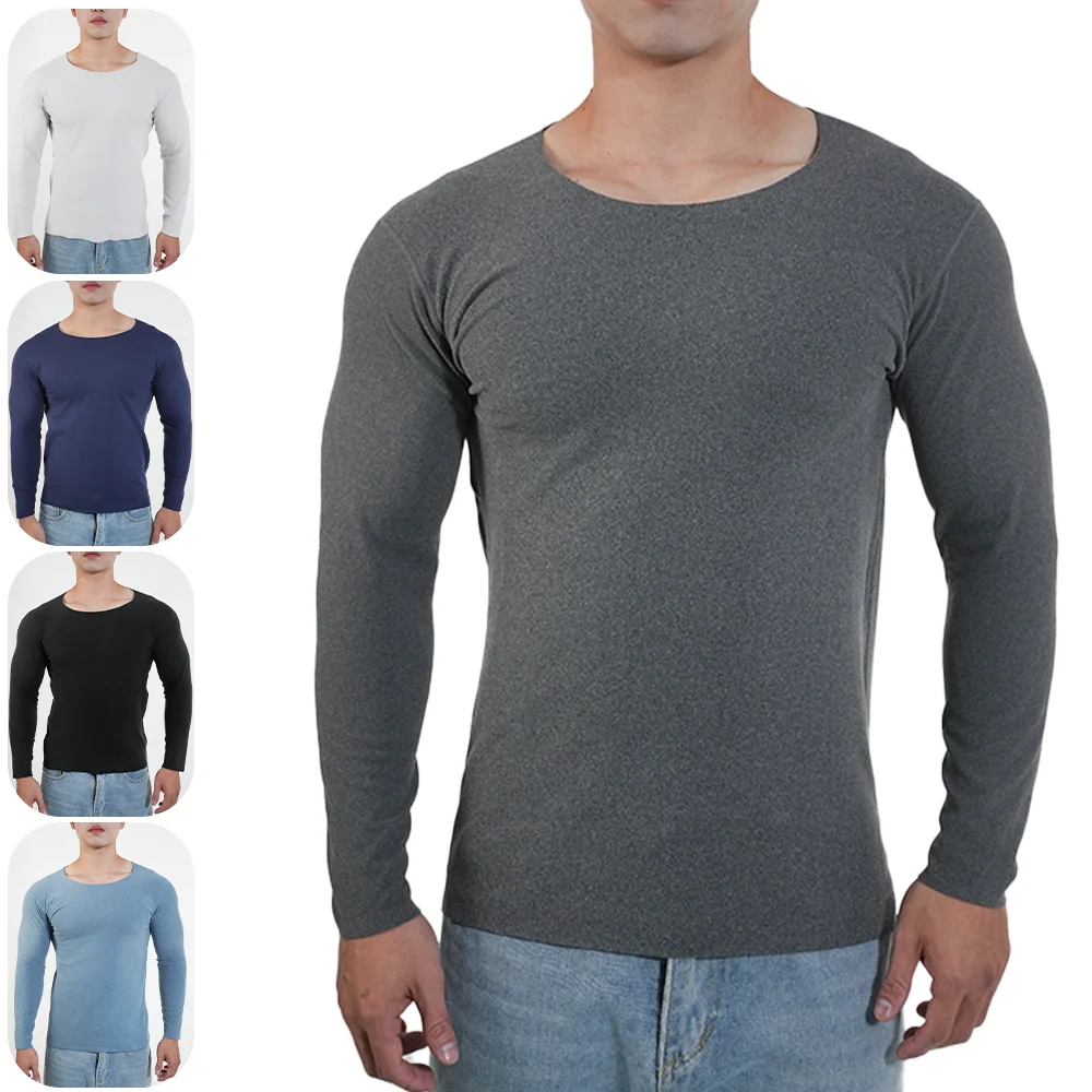 男性用サーマル下着長袖シャツクルーネックフリース裏地ベースレ - Undershirt Crew Neck のレビューと価格