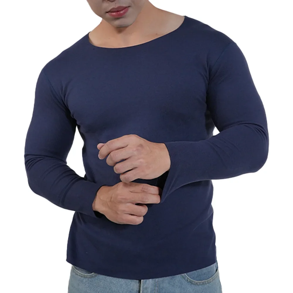 男性用サーマル下着長袖シャツクルーネックフリース裏地ベースレ - Undershirt Crew Neck のレビューと価格