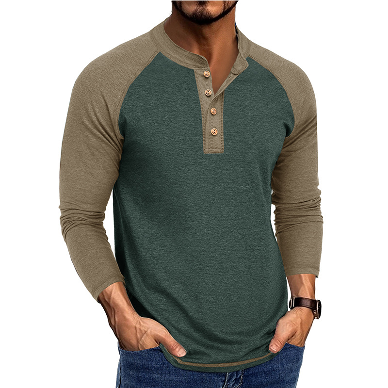 メンズ新作長袖ヘンリーシャツ、ラグランスリーブカジュアルTシ - Base Layer Top のレビューと価格