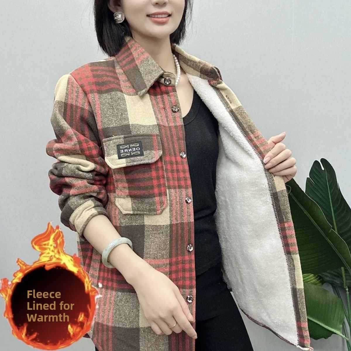 厚手のフリースフランネルチェック柄レディースシャツ秋冬カジュ - Thermal Long John のレビューと価格