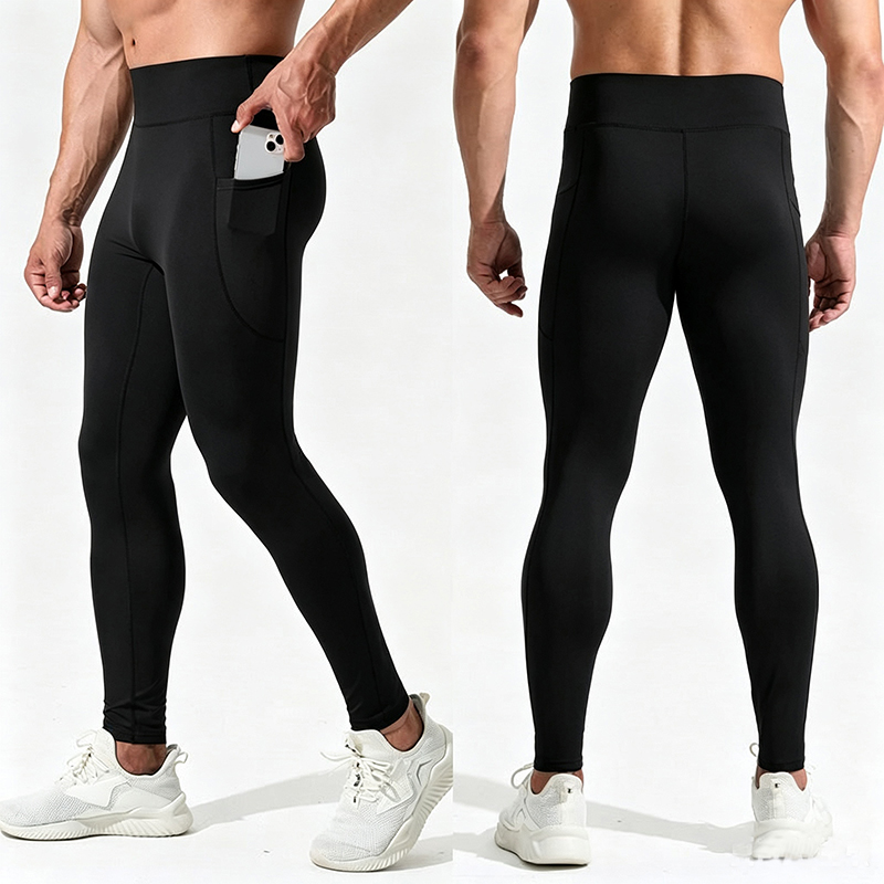 3 個男性ハイウエスト圧縮ランニングパンツポケット付き速乾性 - Compression Long Pant のレビューと価格