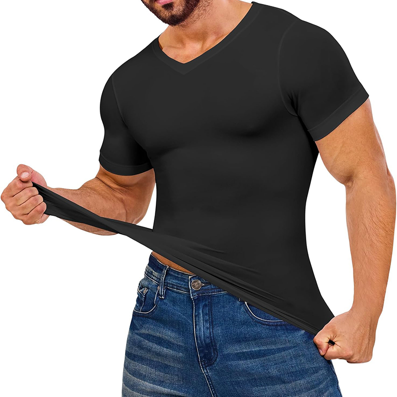 メンズVネックコンプレッションシャツ,半袖ボディシェイパー, - Undershirt Crew Neck のレビューと価格