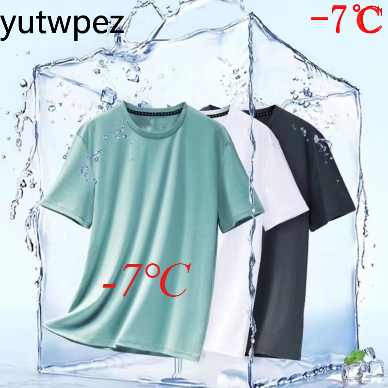 夏用アイスシルクメンズTシャツ半袖丸首通気性薄手スポーツラン - T Shirt Tight Fit のレビューと価格