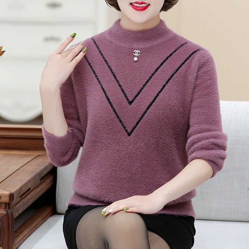 女性用クルーネックプルオーバー、長袖セーター、ニットアンダー - Undershirt Crew Neck のレビューと価格