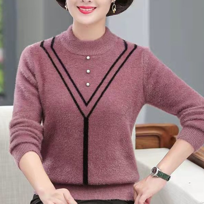 女性用クルーネックプルオーバー、長袖セーター、ニットアンダー - Undershirt Crew Neck のレビューと価格