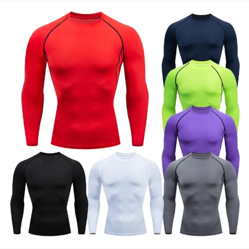 男性スポーツ Tシャツ速乾性ボディービルランニングシャツ長袖 - T Shirt Tight Fit のレビューと価格