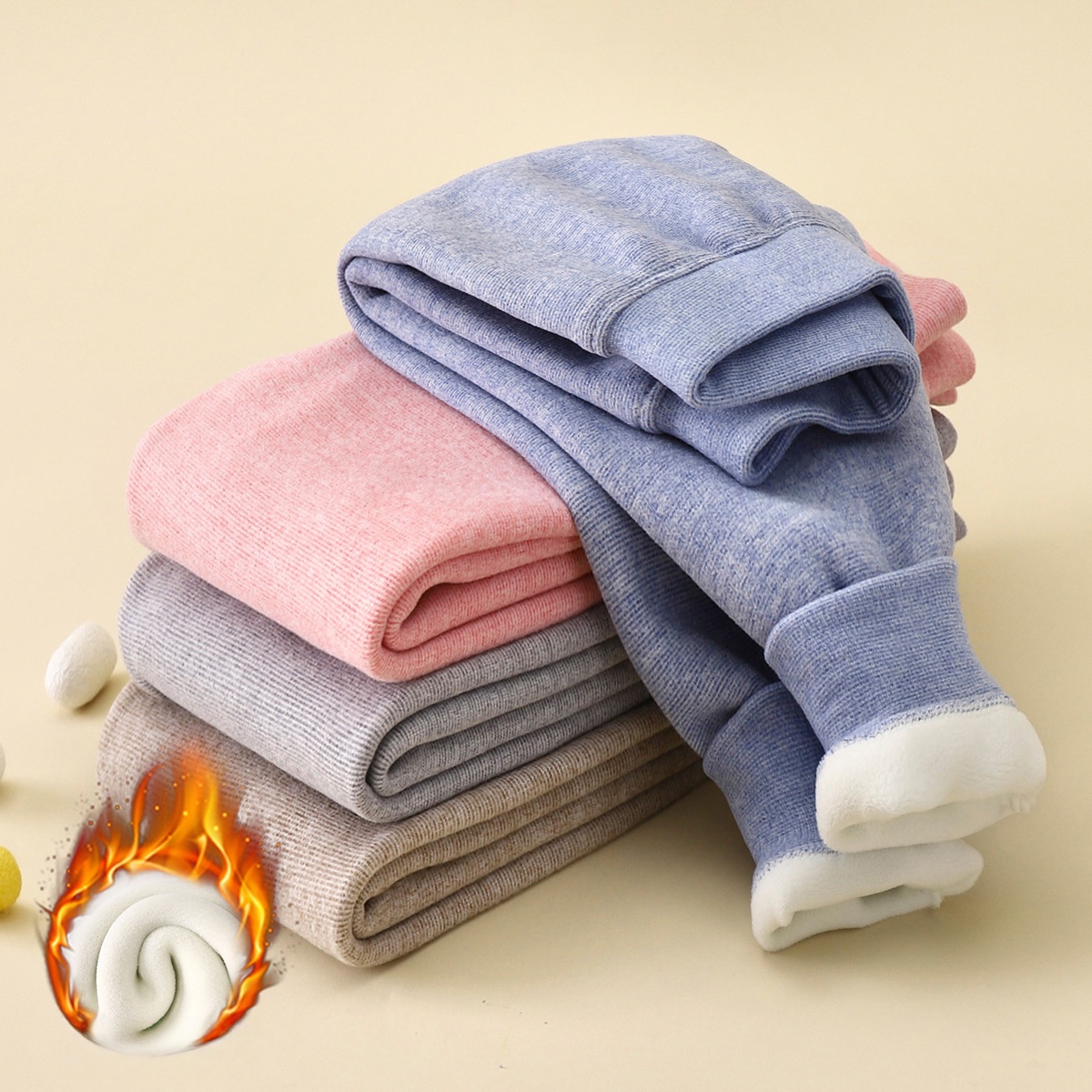 1-7Y 秋冬フリース裏地子供レギンス無地肥厚パンツ少年少女 - Thermal Long John のレビューと価格