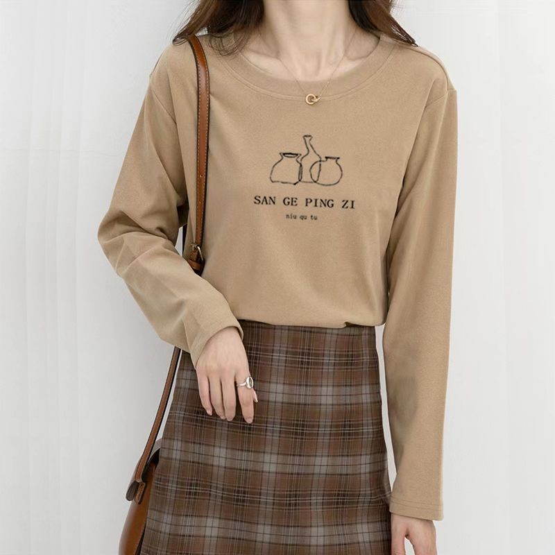 女性用韓国風クルーネック起毛ドラロンサーマルトップス 冬用厚 - Undershirt Crew Neck のレビューと価格